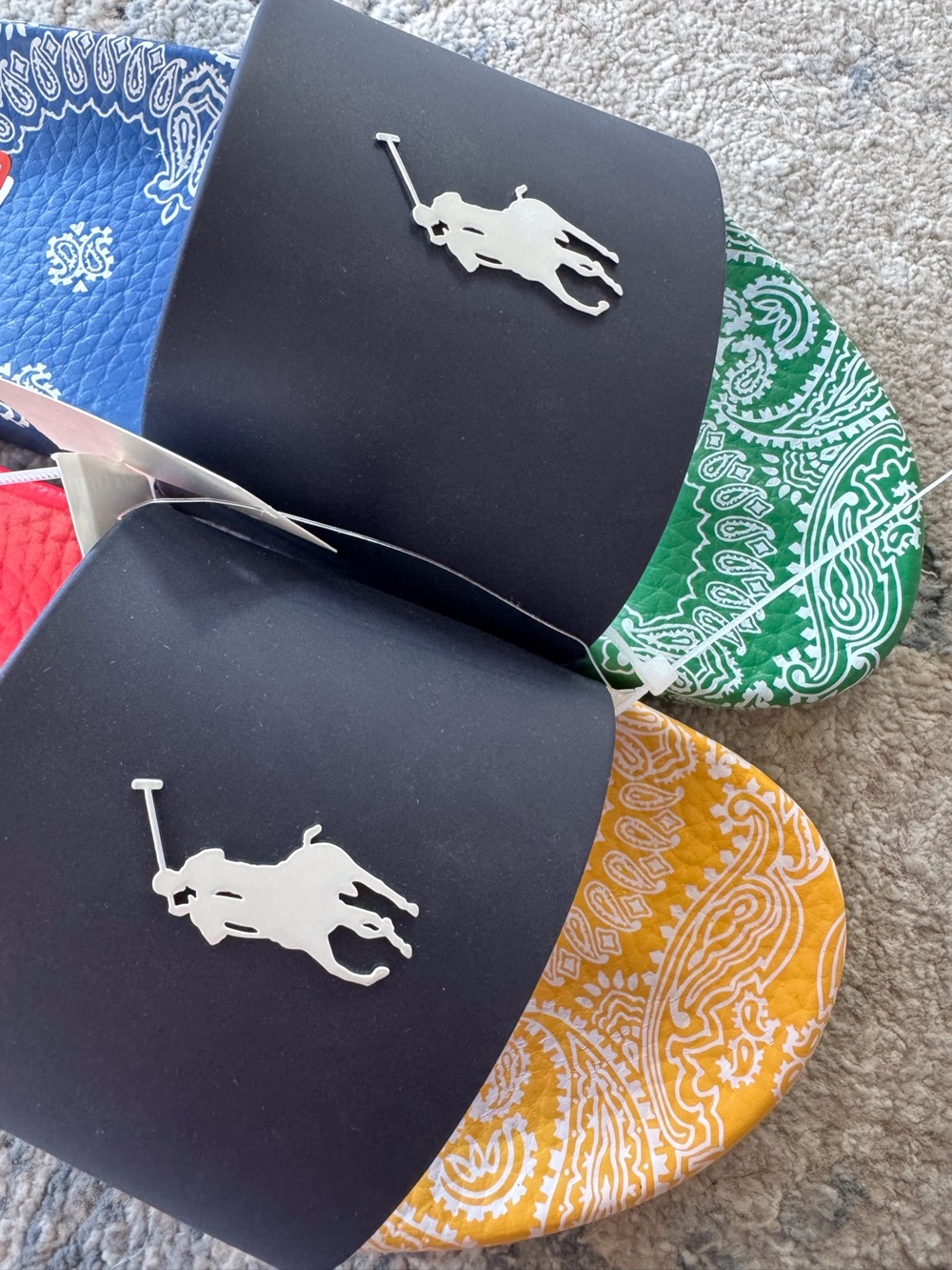 Polo by Ralph Lauren Multicolor Bandana Print Men Slide Sandals size 11 - Picture 3 of 7